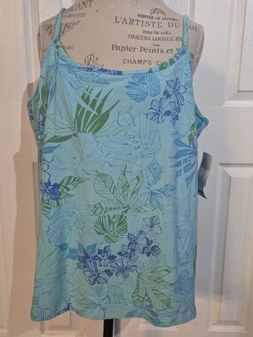 St. John's Bay Light Blue Tropical Print Camisole